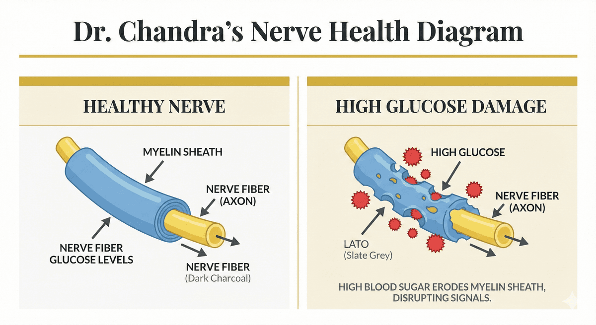 Diabetic Neuropathy Nerve Damage Diagram